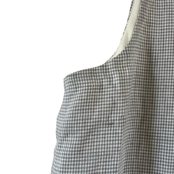 Garnet Hill Plus Size 100% Linen Grey Gingham Plaid Maxi Dress Sz 18 Cottagecore - Picture 4 of 10